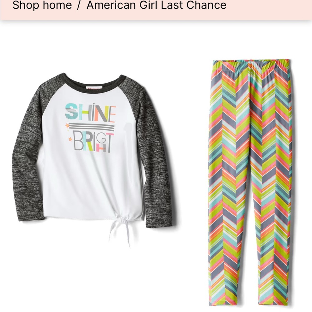 American Girl Shine Bright Pajama Set - White and Gray-Joss’s collection.